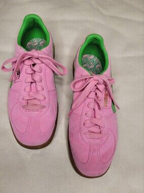 Puma Palermo Pink Green Gum Sole Sneakers Women's Size 9.5 Retro Terrace Shoes